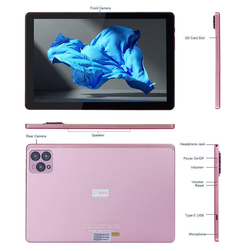 C Idea 10 дюймовый Android 12 Tablet 8 ГБ оперативной памяти 256 ГБ ROM Модель CM8000PLUS Розовый