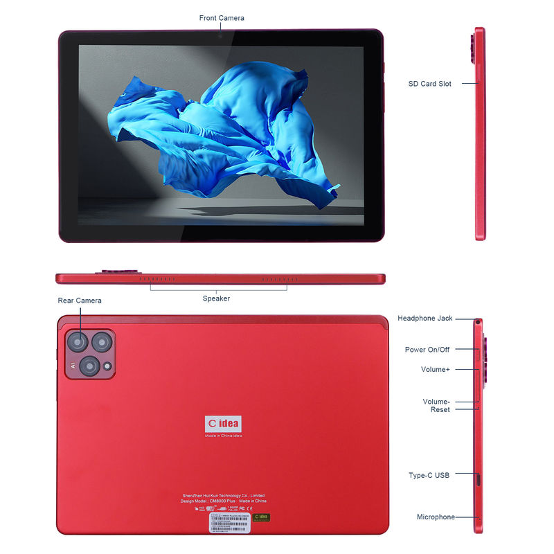 C Idea 10 дюймовый Android 12 Tablet 8 ГБ оперативной памяти 256 ГБ ROM Модель CM8000PLUS Красный