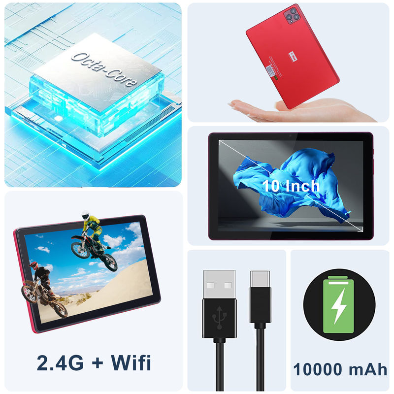 C Idea 10 дюймовый Android 12 Tablet 8 ГБ оперативной памяти 256 ГБ ROM Модель CM8000PLUS Красный