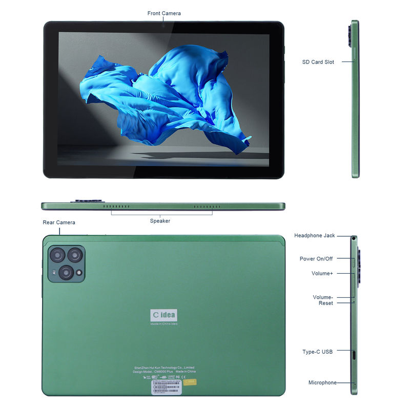 C Idea 10 дюймовый Android 12 Tablet 8 ГБ оперативной памяти 256 ГБ ROM Модель CM8000PLUS Зеленый