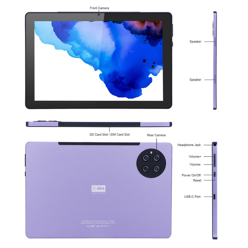 C Idea 9,7 дюйма Android 12 Tablet 8 ГБ оперативной памяти 512 ГБ ROM Модель CM7800 Фиолетовая
