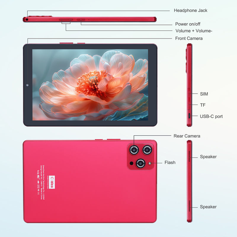 C Idea 9 дюймовый планшет Android 12 8 ГБ оперативной памяти 512 ГБ ROM 5MP + 8MP Dual Camera WIFI планшет с SIM-картой CM915 (красный)
