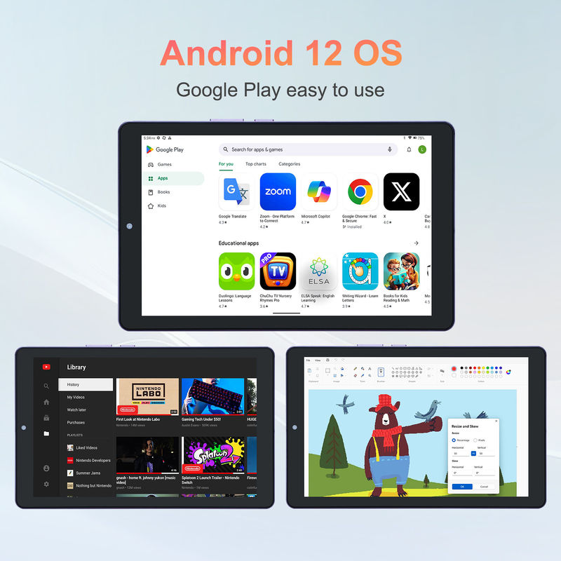 C Idea 9 дюймовый Android 12 Tablet 8 ГБ оперативной памяти 512 ГБ ROM 5MP+8MP Dual Camera WIFI Tablet с SIM-картой CM915 (фиолетовый)