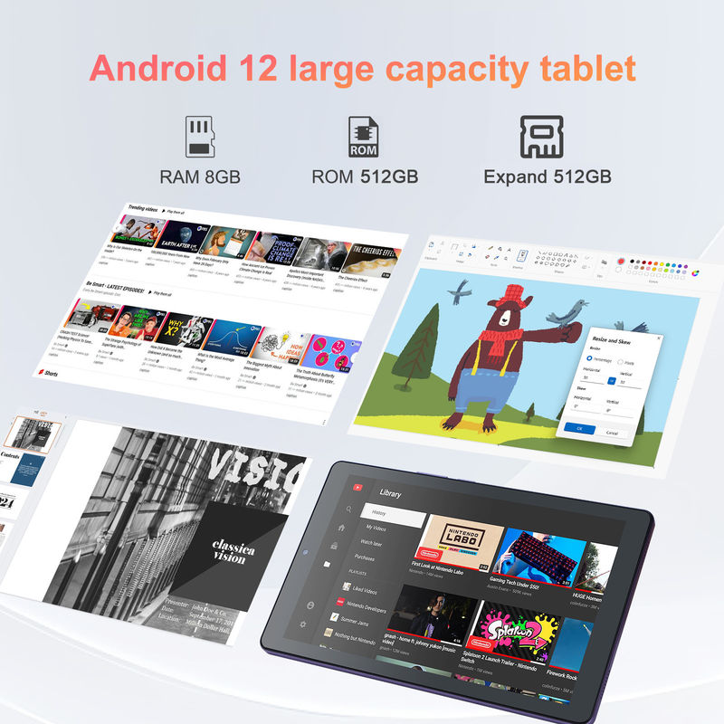 C Idea 9 дюймовый Android 12 Tablet 8 ГБ оперативной памяти 512 ГБ ROM 5MP+8MP Dual Camera WIFI Tablet с SIM-картой CM915 (фиолетовый)