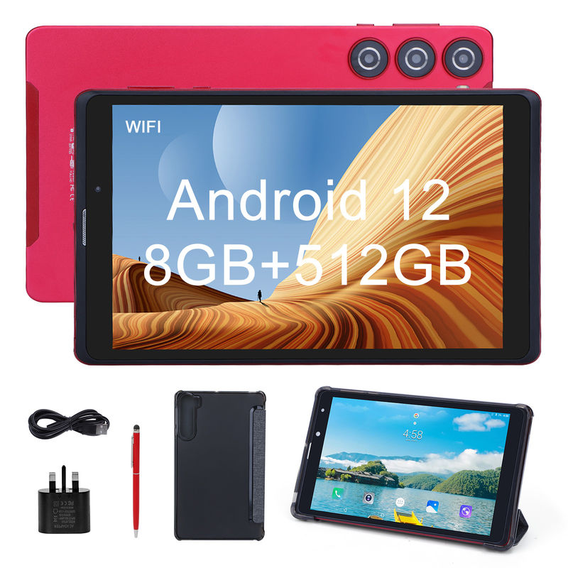 C Idea 8 дюймовый Android Tablet Pc Производитель с Android 12 Quad Core 8GB+512GB Хранение IPS HD Дисплей CM835 ((красный)