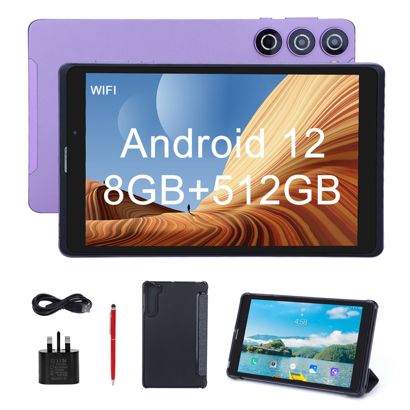 C Idea 8 дюймовый Android Tablet Pc Производитель с Android 12 Quad Core 8GB+512GB Хранение IPS HD Дисплей CM835 ((фиолетовый)