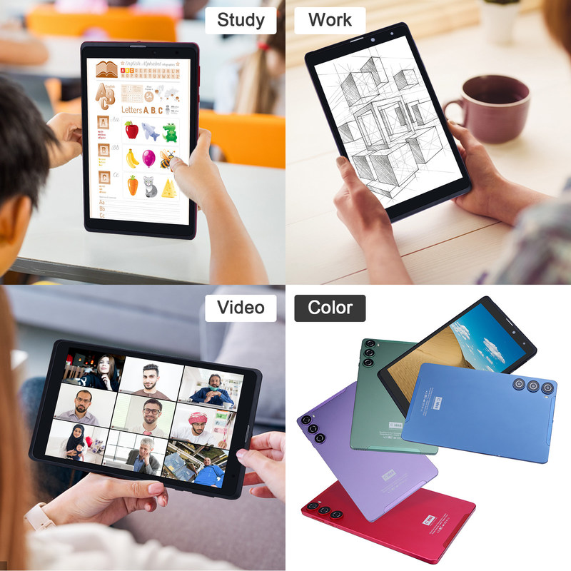 C Idea 8 дюймовый Android Tablet Pc Производитель с Android 12 Quad Core 8GB+512GB Хранение IPS HD Дисплей CM835 ((фиолетовый)