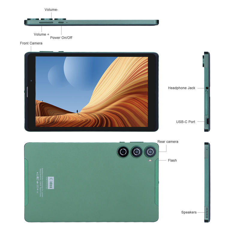 C Idea 8 дюймовый Android Tablet Pc Производитель с Android 12 Quad Core 8GB+512GB Хранение IPS HD Дисплей CM835 ((зеленый)