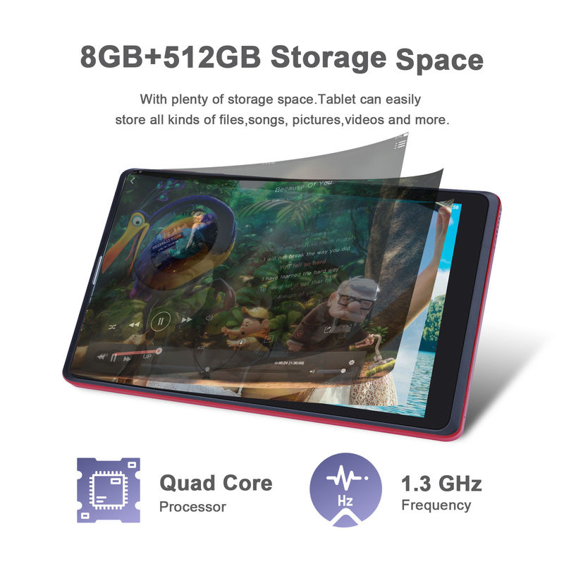 C Idea 8 дюймовый Android Tablet Pc Производитель с Android 12 Quad Core 8GB+512GB Хранение IPS HD Дисплей CM835 ((красный)
