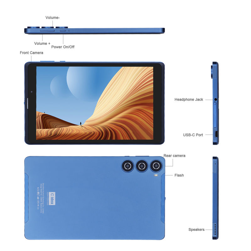 C Idea 8 дюймовый Android Tablet Pc Производитель с Android 12 Quad Core 8GB+512GB Хранение IPS HD Дисплей CM835 ((синий)