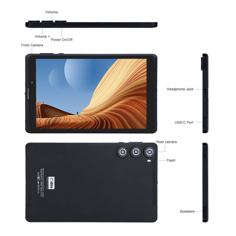 C idea 8 дюймовый Android Tablet Pc Производитель с Android 12 Quad Core 8GB+512GB Хранение IPS HD Дисплей CM835 ((черный)