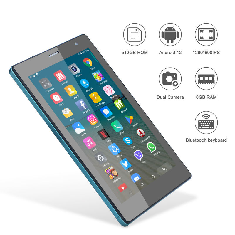 C идея 7 дюймовые Android смарт планшеты 8+512 ГБ Quad Core WiFi планшет HD сенсорный экран CM513 ((Синий)
