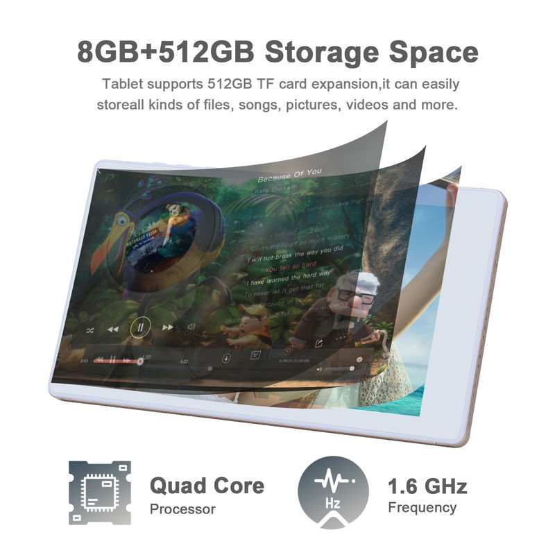 C идея 7 дюймовые Android смарт планшеты 8+512 ГБ Quad Core WiFi планшет HD сенсорный экран CM513 ((Золото)