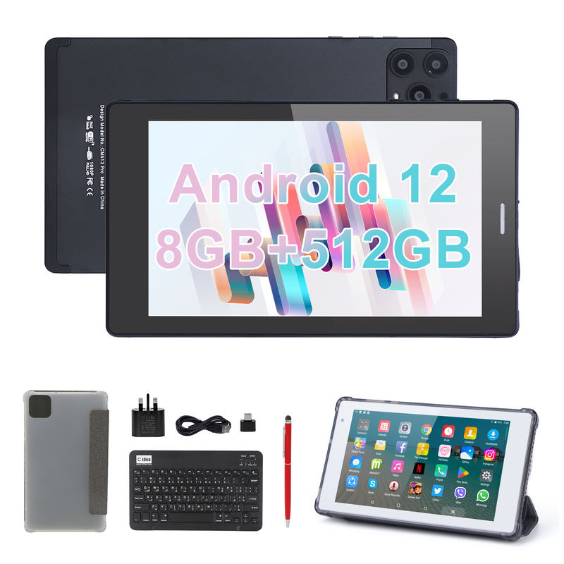 C идея 7 дюймовые Android смарт планшеты 8+512GB Quad Core WiFi планшет HD сенсорный экран CM513 ((Черный)