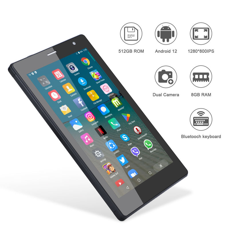 C идея 7 дюймовые Android смарт планшеты 8+512GB Quad Core WiFi планшет HD сенсорный экран CM513 ((Черный)