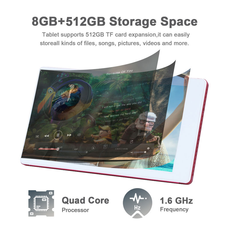 C идея 7 дюймовые Android смарт планшеты 8+512GB Quad Core WiFi планшет HD сенсорный экран CM513 ((красный)