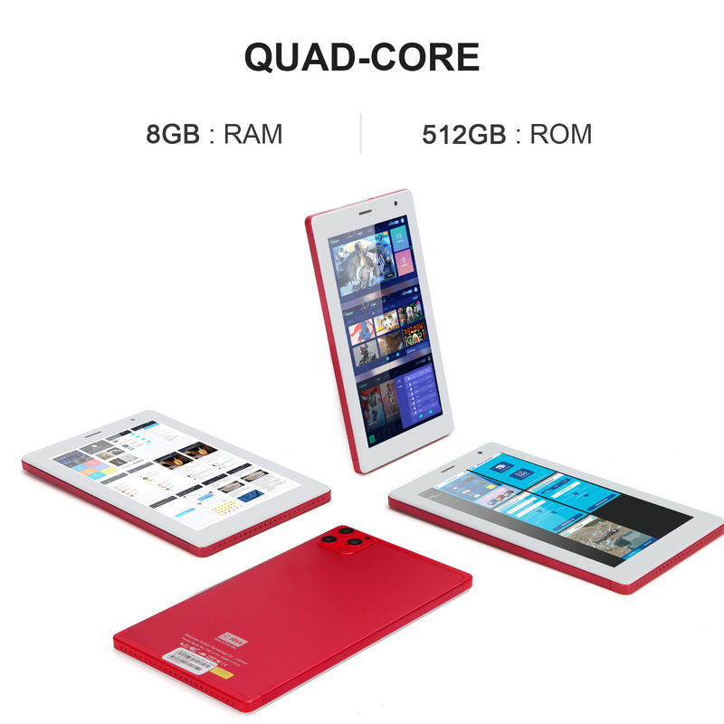 C идея 7 дюймовый планшетный ПК с 8 ГБ оперативной памяти 512 ГБ ROM Quad Core Processor Dual Camera WiFi/BT для подростков с корпусом CM513 (красный)