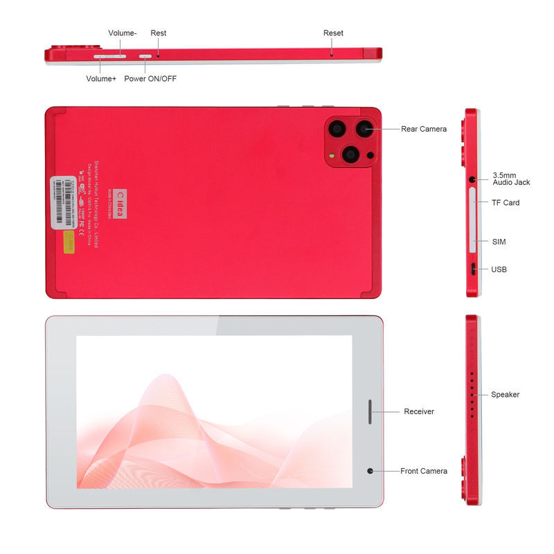 C идея 7 дюймовый планшетный ПК с 8 ГБ оперативной памяти 512 ГБ ROM Quad Core Processor Dual Camera WiFi/BT для подростков с корпусом CM513 (красный)
