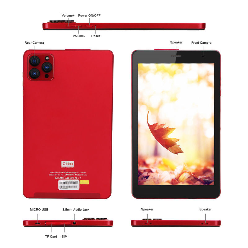 C идея 8 дюймовый Android 12 Tablet 6 ГБ оперативной памяти 512 ГБ ROM 8000mAh батарея 5+8MP Камера CM813 PRO-красный