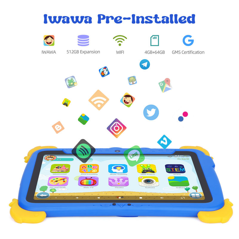 C Idea Kids Tab 10,1 дюйма Android 13 Tablet для детей 4 ГБ оперативной памяти 64 ГБ ROM для защиты глаз сенсорный экран для детей 3-8 лет