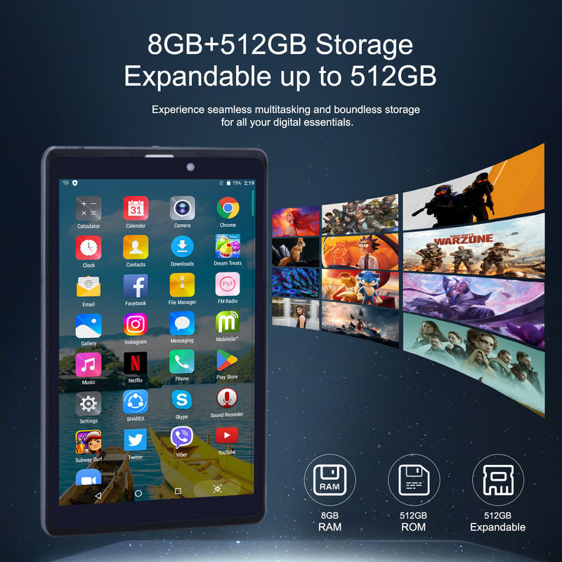 C идея Android планшетный ПК с двойной камерой 8 дюймов 1280x800 IPS HD дисплей Android 12 планшеты для студентов CM818-серый