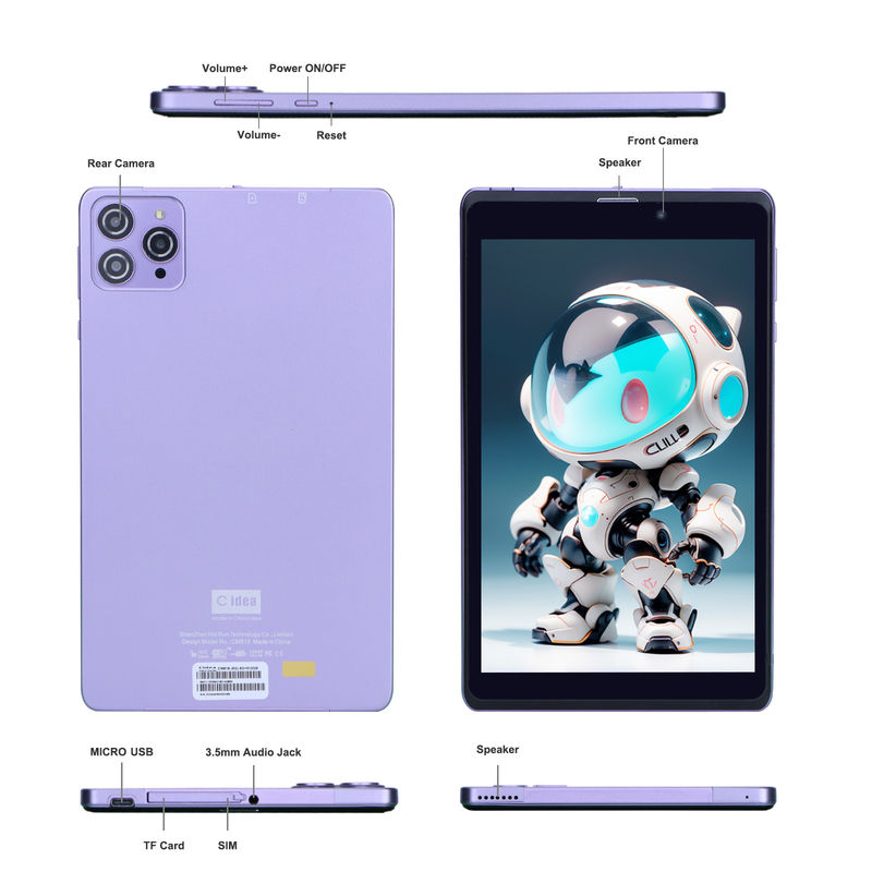 C Idea Portable 8 In Android Tablet PC 8 ГБ оперативной памяти 512 ГБ Android 12 Tablet IPS HD Дисплей четырехъядерный CM818-фиолетовый
