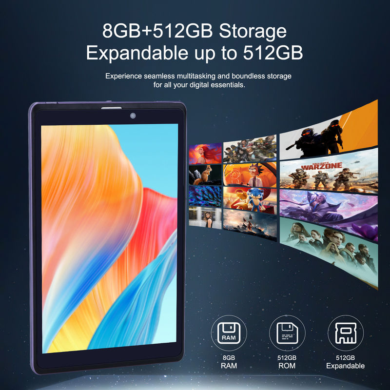 C Idea Portable 8 In Android Tablet PC 8 ГБ оперативной памяти 512 ГБ Android 12 Tablet IPS HD Дисплей четырехъядерный CM818-фиолетовый