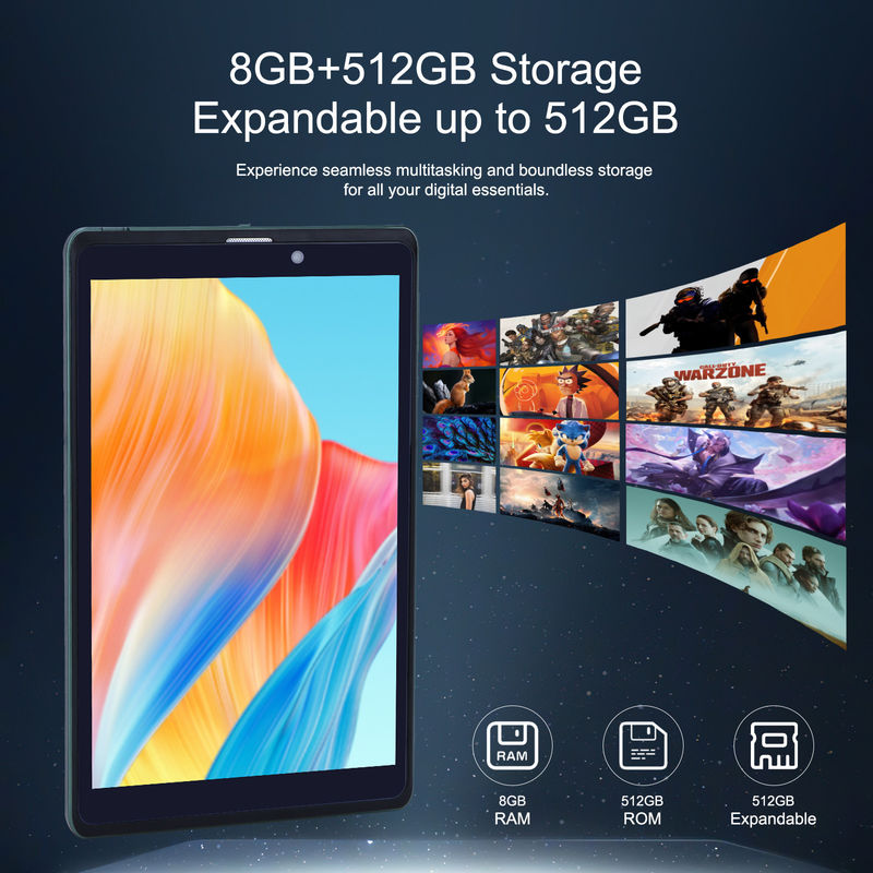 C idea Портативный 8-дюймовый Android планшетный ПК с Android 12 Quad Core CPU 8GB RAM 512GB Хранение IPS HD Дисплей CM818-Зелёный