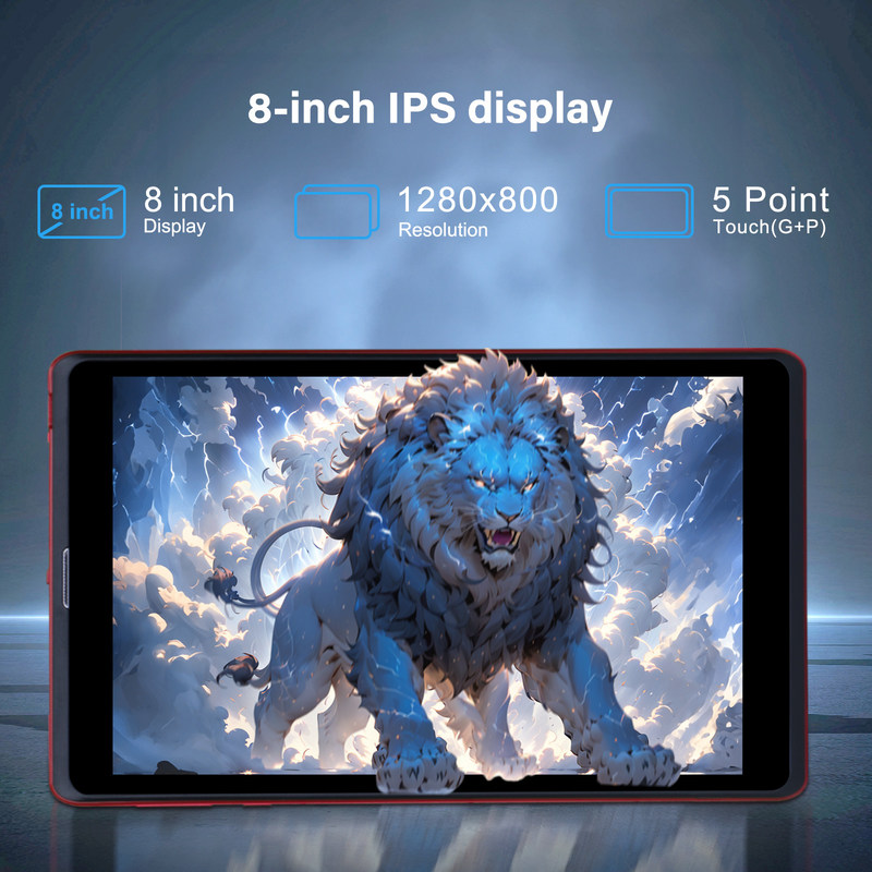 C Idea 8 дюймовый Android 12 Tablet 8GB RAM 512GB ROM 8000mAh Батарея 5+8MP Камера для подростков с поддержкой SIM-карты CM818-красный