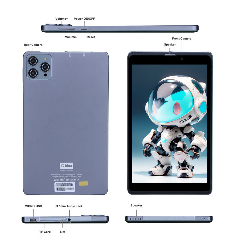 C идея Android планшетный ПК с двойной камерой 8 дюймов 1280x800 IPS HD дисплей Android 12 планшеты для подростков CM818-серый