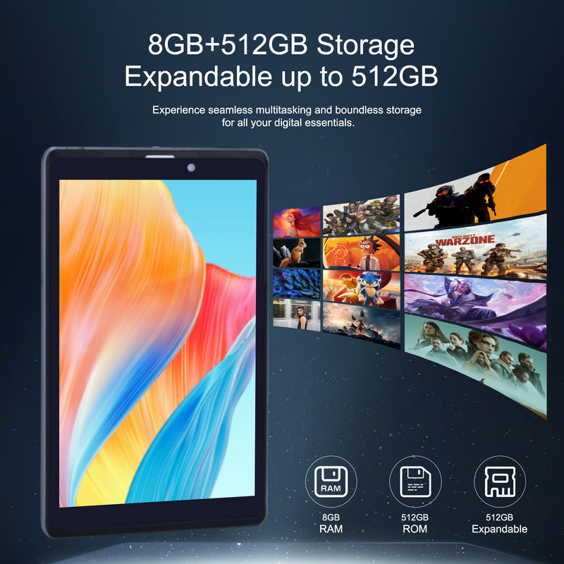 C идея Android планшетный ПК с двойной камерой 8 дюймов 1280x800 IPS HD дисплей Android 12 планшеты для подростков CM818-серый