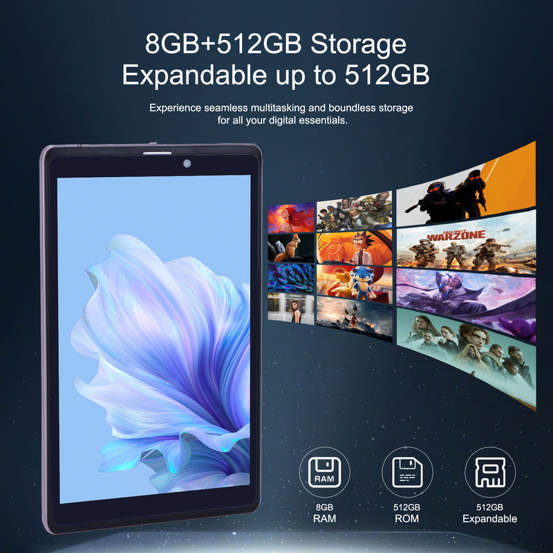 C Idea 8 дюймовый Android 12 Tablet 8000mAh Батарея 5+8MP Камера 8 ГБ ОЗУ 512 ГБ РОМ для обучения Учеба CM818-розовый