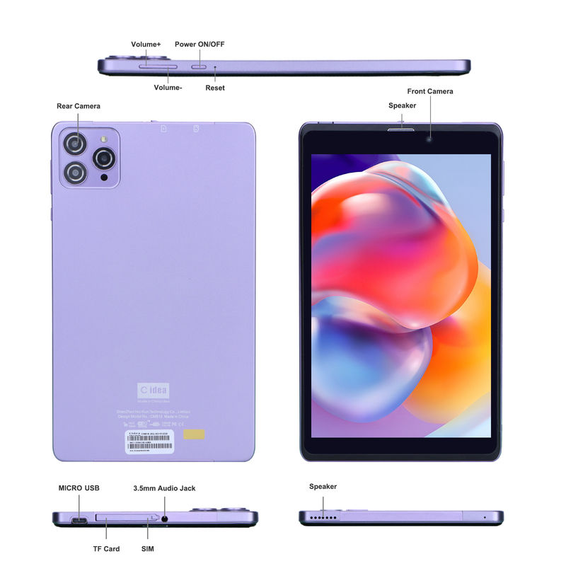 C Idea Portable 8 In Android Tablet PC 8 ГБ оперативной памяти 512 ГБ Android 12 Tablet IPS HD Дисплей четырехъядерный CM818-фиолетовый