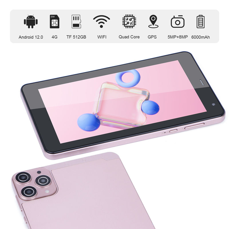 C идея 7 дюймовые Android смарт планшеты 6+128GB Quad Core WiFi планшет HD сенсорный экран для подростков CM515 ((Розовый)