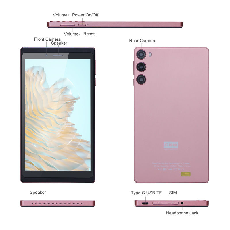 C Idea Android 12 Tablet 6GB RAM 128GB ROM с SIM 7 дюймовый планшетный ПК для студентов CM525 Розовый