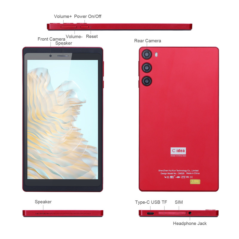 C Idea 7 дюймовый планшет 512 ГБ с SIM Android планшет PC для учащихся CM525 Красный