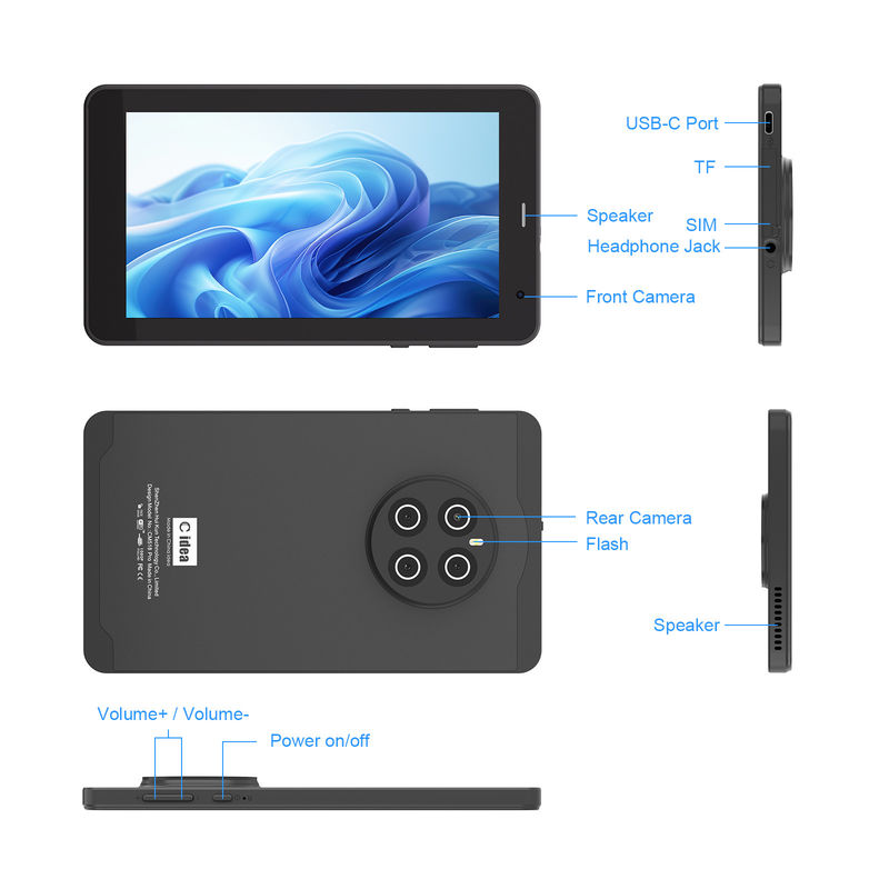 C Idea Android 13 Tablet 512GB с SIM-картой 7 дюймовый планшетный компьютер для студентов CM518 Pro Black