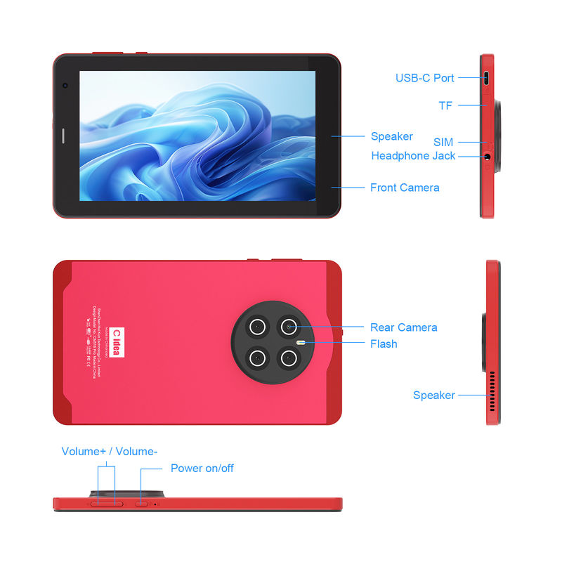 C Idea Android 13 планшеты с SIM Wifi 7 дюймовый сенсорный экран планшет для студентов CM518 Pro Красный