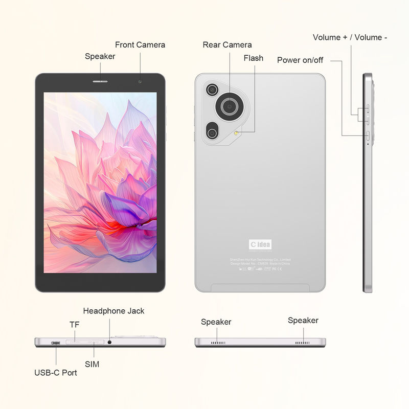 C Idea 8-дюймовые планшеты с двойной камерой и сенсорным экраном Smart Tablet Pc с телефонными звонками CM828 Silver