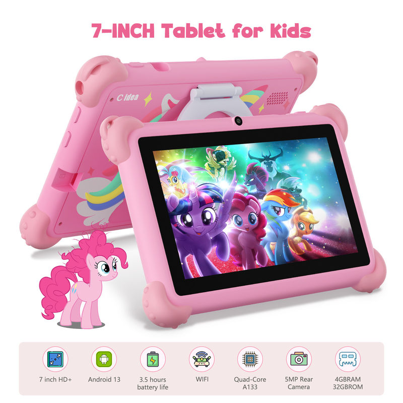 C Idea Android 13 Kids Tablet 4+32GB Образовательный планшет Kidspad с дружественным приложением CM91 розовый