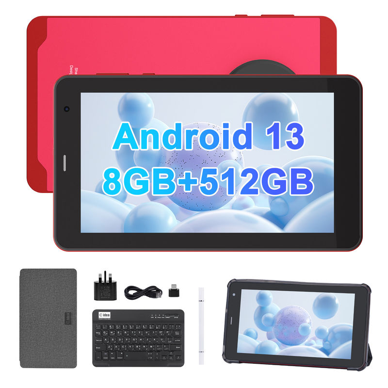C Idea 7 дюймовый планшет Android 13, двойные камеры, поддержка Sim, планшеты с сенсорным экраном для студентов   CM518pro Красный