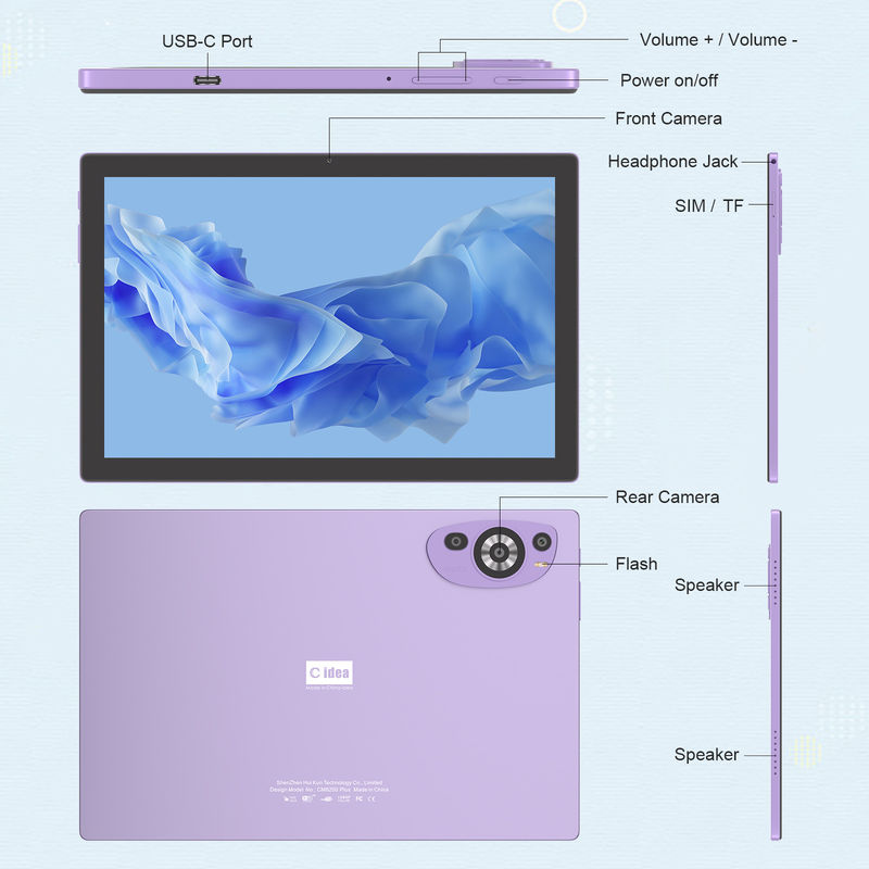 C Idea 10 дюймов 512 ГБ Android 14 Учебный планшет для студентов с SIM-картой CM8200Plus Purple