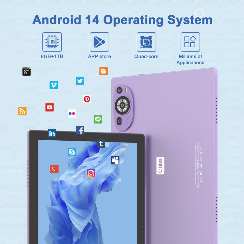 C Idea 10 дюймов 512 ГБ Android 14 Учебный планшет для студентов с SIM-картой CM8200Plus Purple