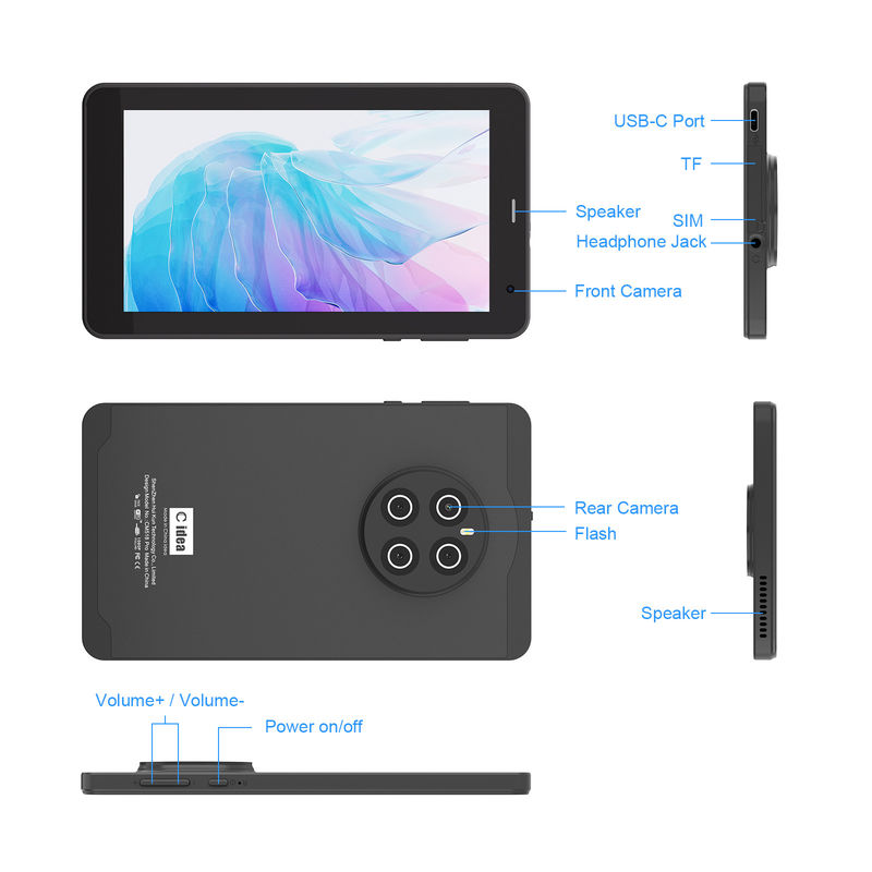 C Idea Android 13 Tablet 512GB с SIM-картой 7 дюймовый планшетный ПК CM518 Pro Черный