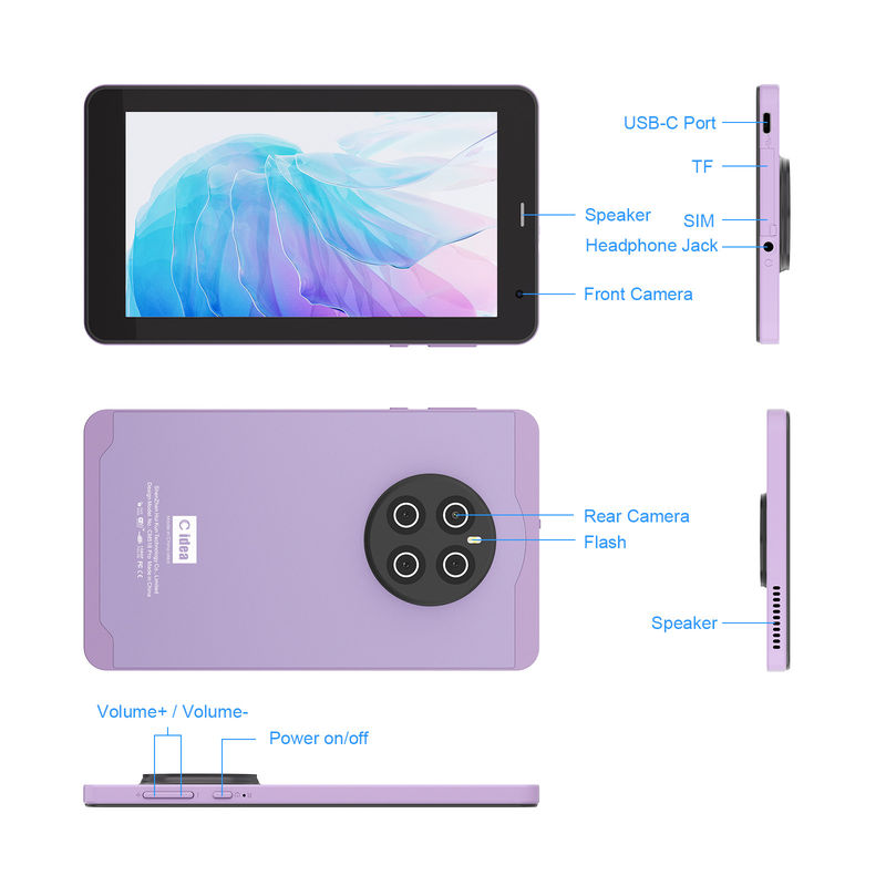 C Idea Android 13 с 6000mAh 7 дюймовыми планшетами Образовательный планшетный ПК CM518 Pro Purple