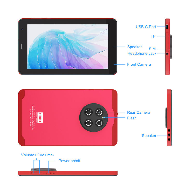 C Idea Android 13 планшеты с SIM Wifi 7 дюймовый сенсорный экран планшет CM518 Pro Красный