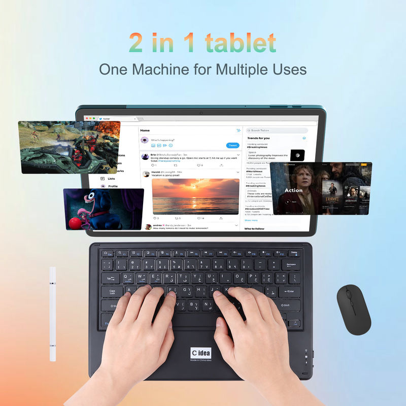 C Idea 14 дюймовый планшет большой батарейки Smart Tablet PC с клавиатурой и мышью CM14000 плюс синий