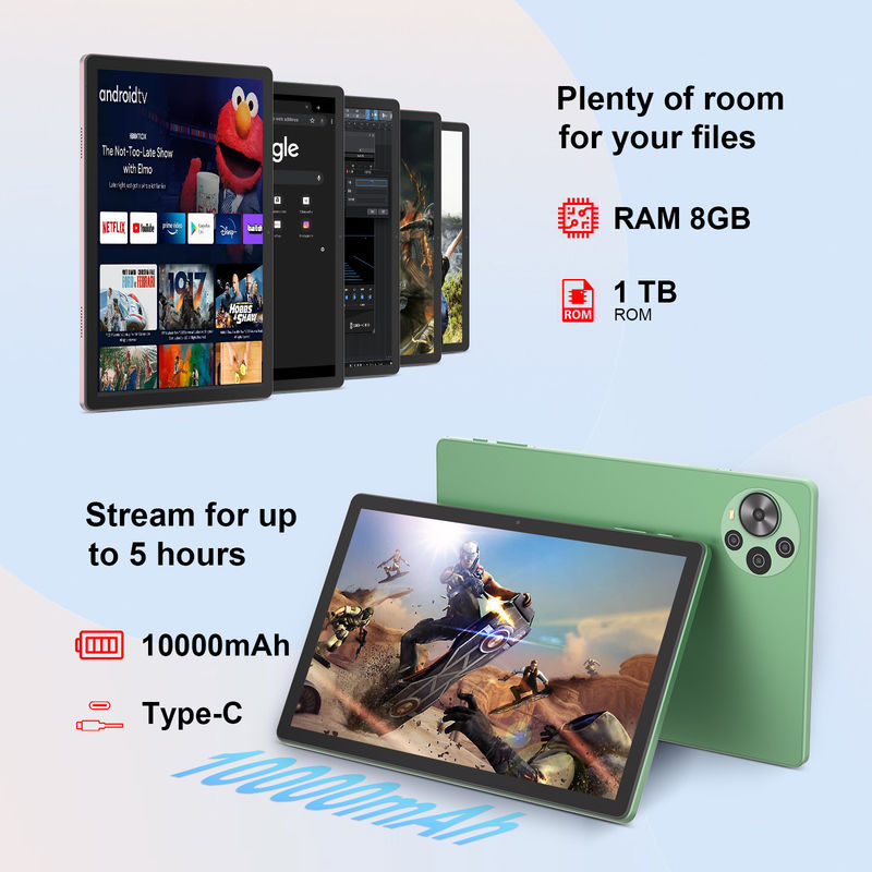 C Idea Новейший 10,5 дюймовый планшет Android 14 ПК 2k сенсорный экран планшет с SIM-картой CM10500 Plus зеленый