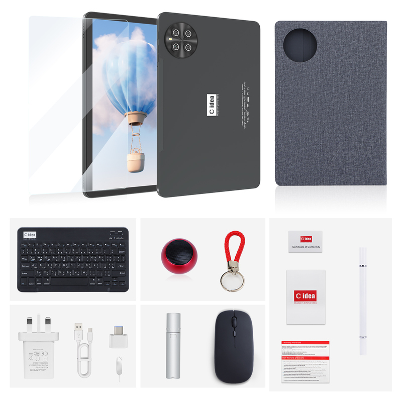 C Idea 10,1 дюймовый планшетный ПК Android 15 планшет с клавиатурой и мышью CM8800plus серый