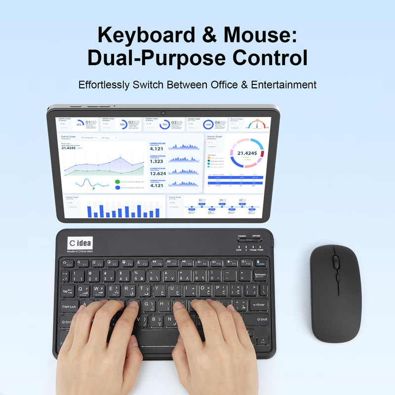 C Idea 10,1 дюймовый планшетный ПК Android 15 планшет с клавиатурой и мышью CM8800plus серый
